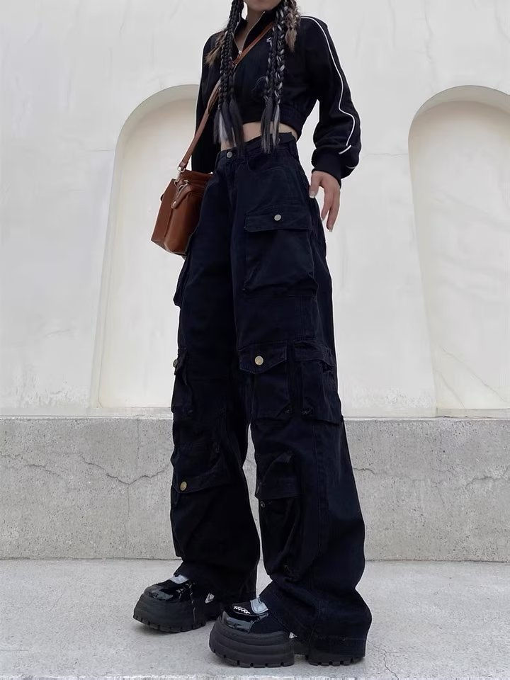Thumbnail: Tall American-style Street Wide-leg Cow Pants Women's High Street Straight Pants