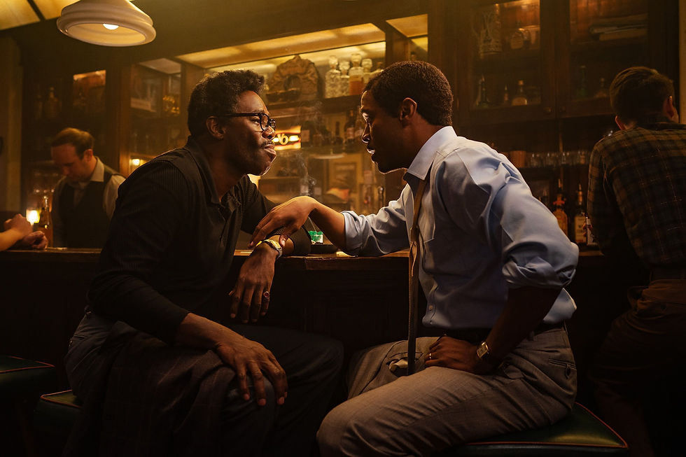 Bayard Rustin with Preacher Elias in Netflix's Rustin