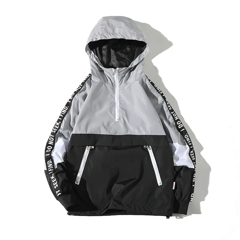 Thumbnail: Urban Stitching Hip Hop Hooded Jacket – Men’s Streetwear Graphic Parka