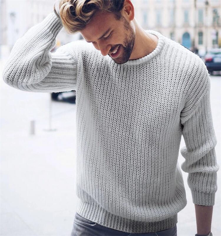Thumbnail: Knitted Men's O-Neck Pullover