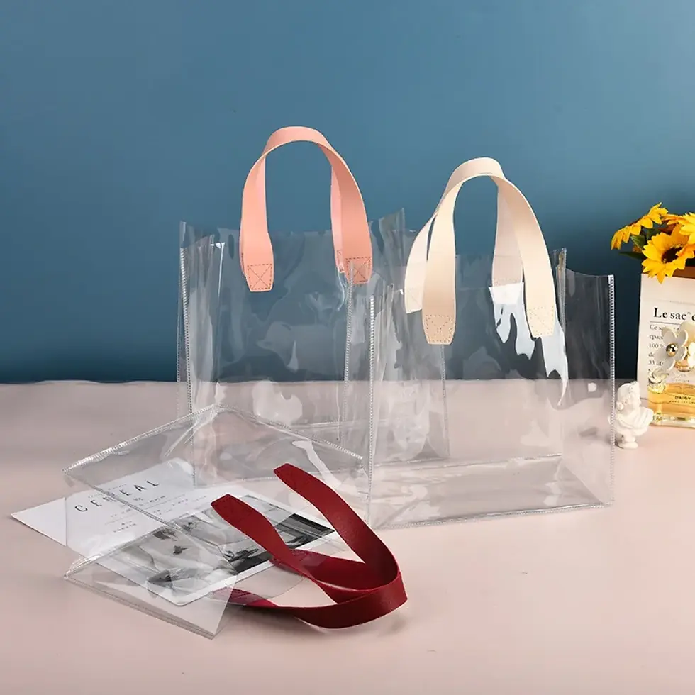 Thumbnail: 1PC Clear Tote Bag Transparent Reusable Shopping Bags