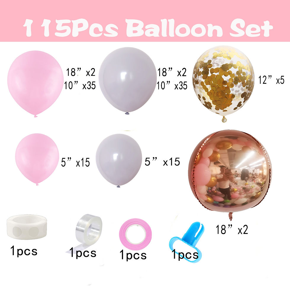 Thumbnail: 153PCS Pink Grey Balloon Arch Garland Kit Party Supplies