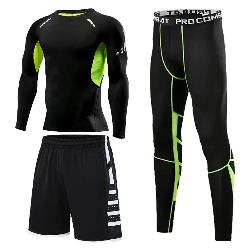 Thumbnail: Men's Running Tracksuit Training Fitness Sportswear Set Compression