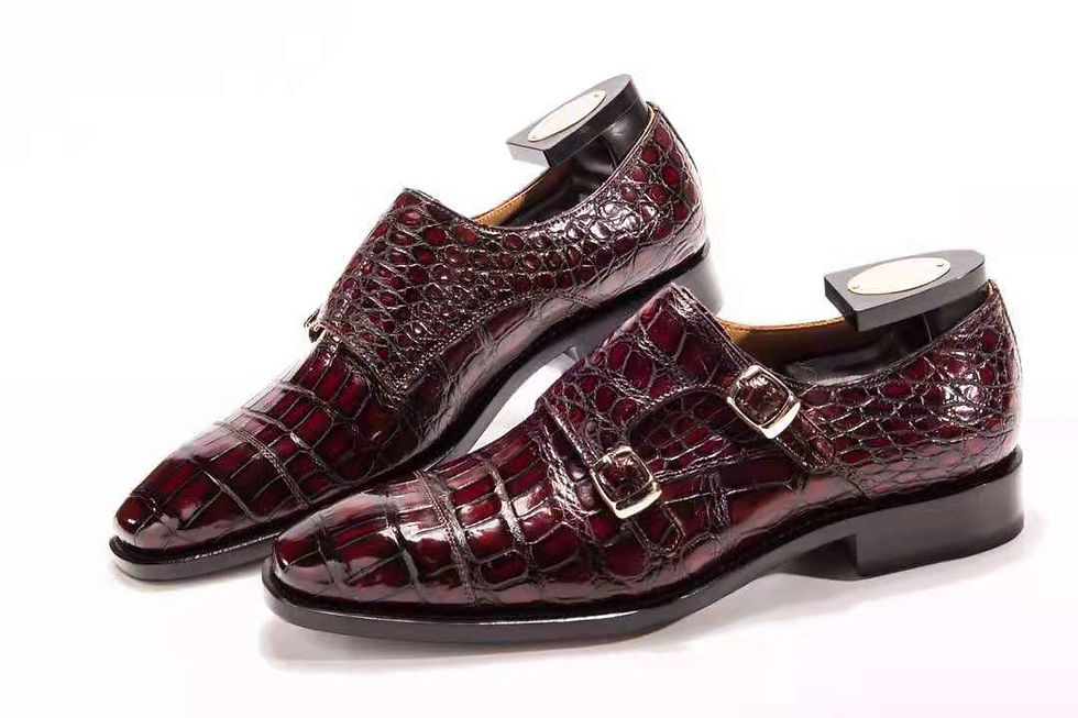 Thumbnail: Popular Crocodile Genuine Leather Monk Strap Dress Shoes