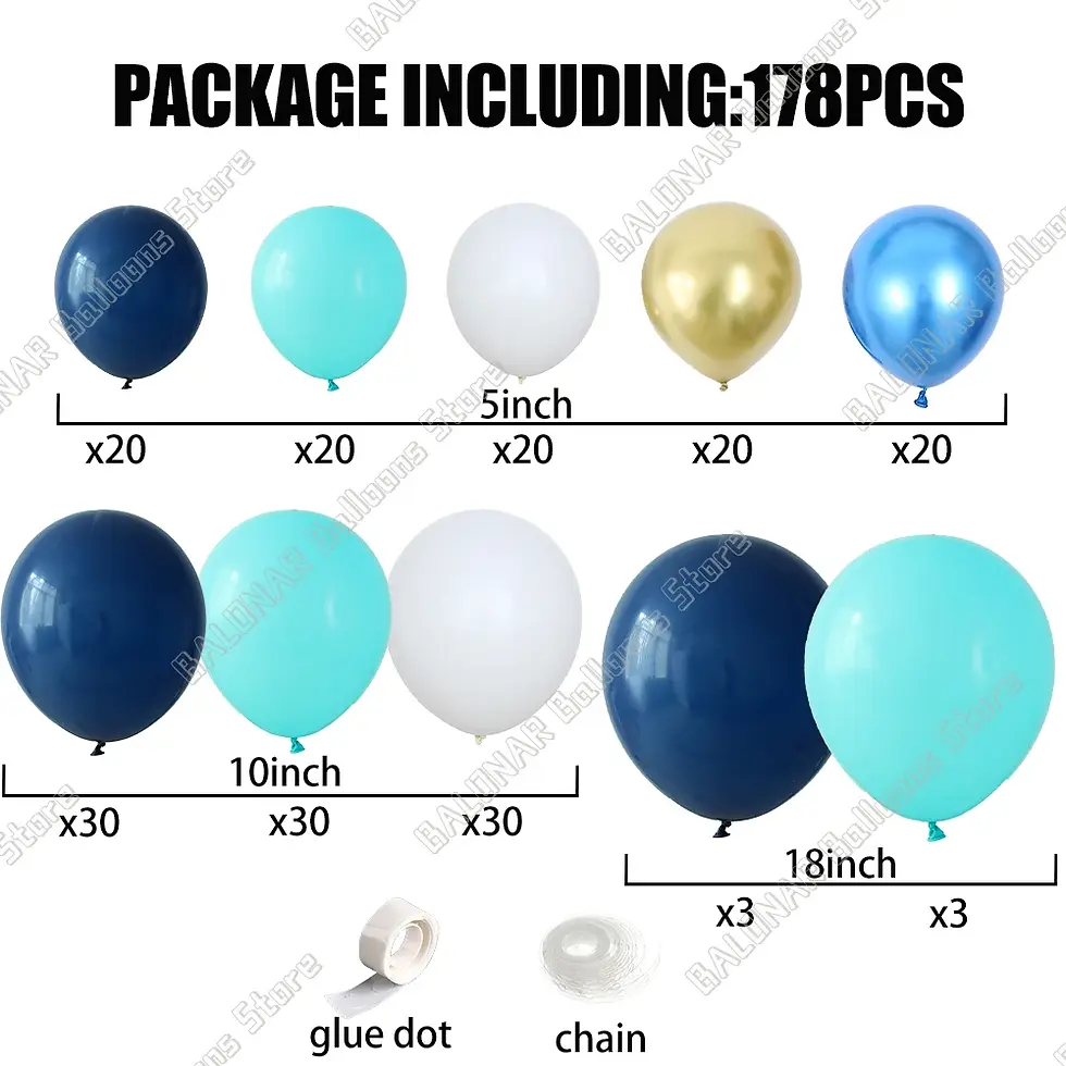 Thumbnail: 178pcs Navy Blue Balloon Garland Arch