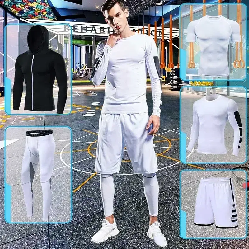 Thumbnail: Men's Running Tracksuit Training Fitness Sportswear Set Compression