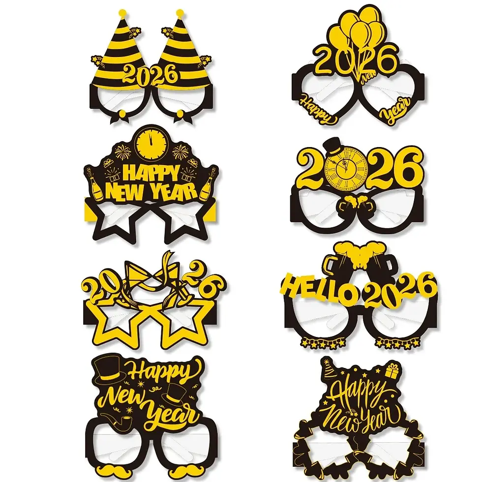 Thumbnail: 16/8pcs Happy New Year Paper Glasses 2026 Eyeglasses