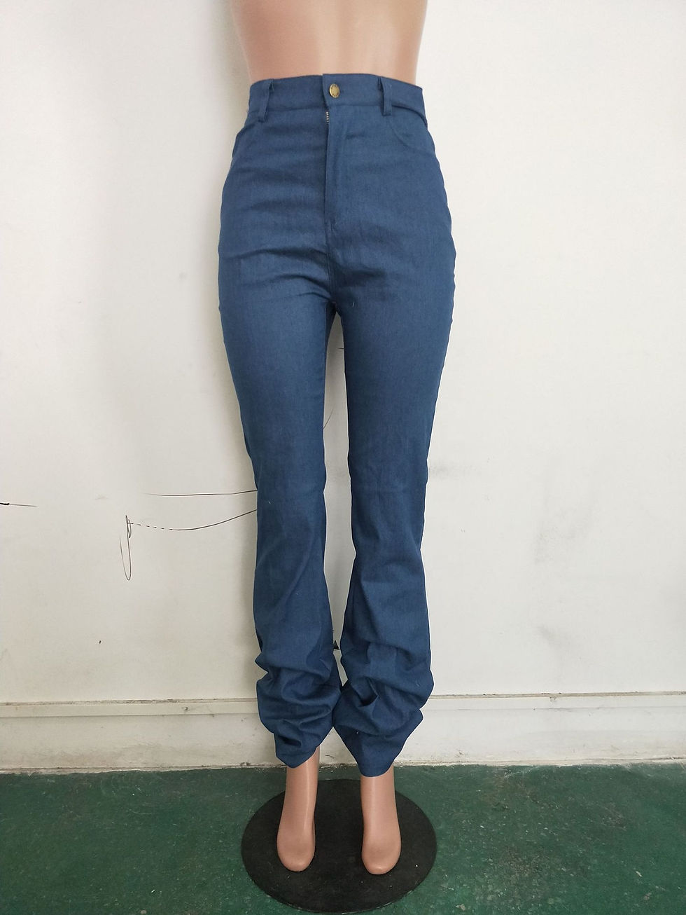 Thumbnail: Stacked Long Denim High Waist Slim Fit Jeans