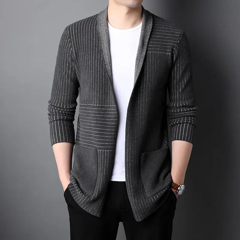 Thumbnail: Mens Long Cardigan Retro Coat