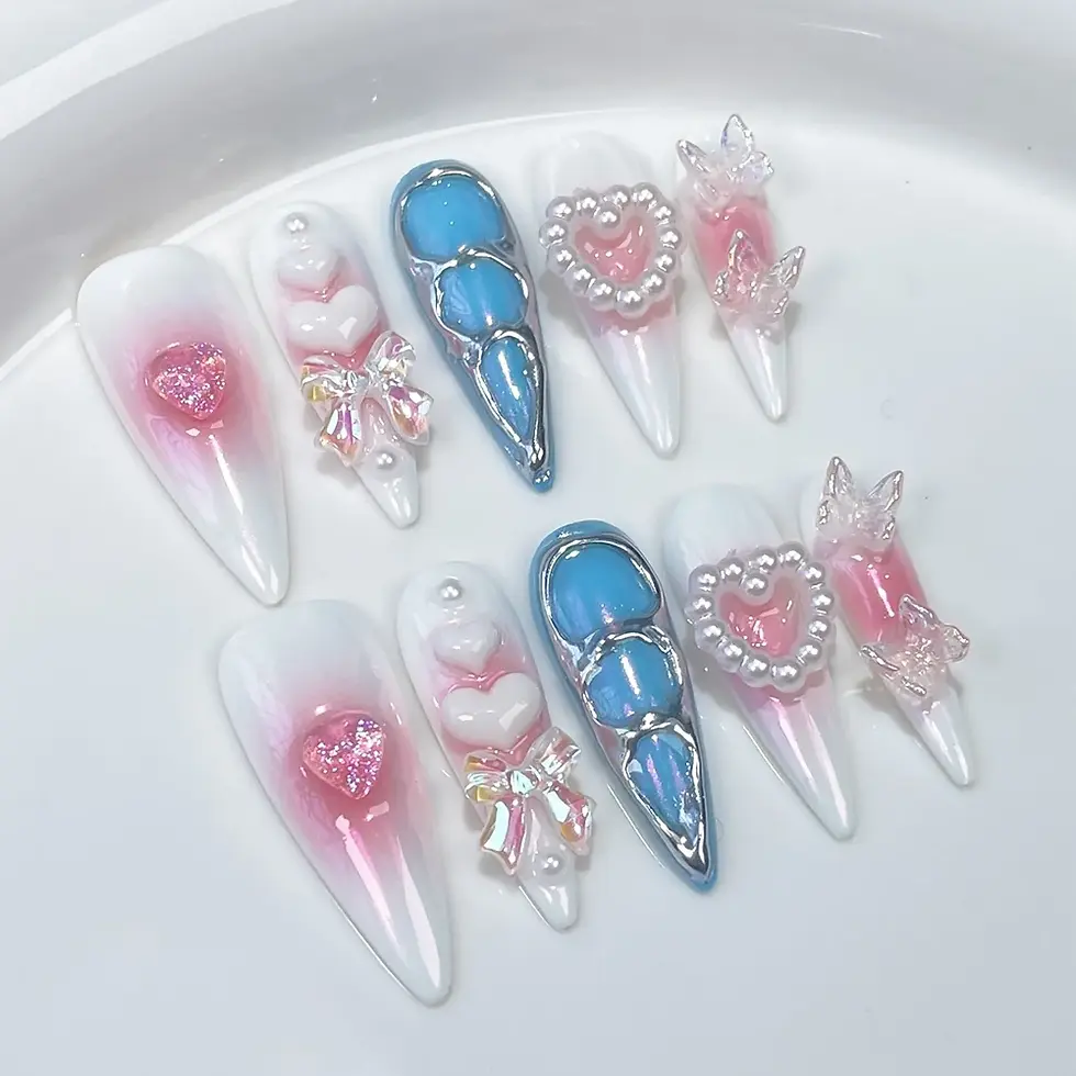 Thumbnail: Long Stiletto Metallic  False Nails