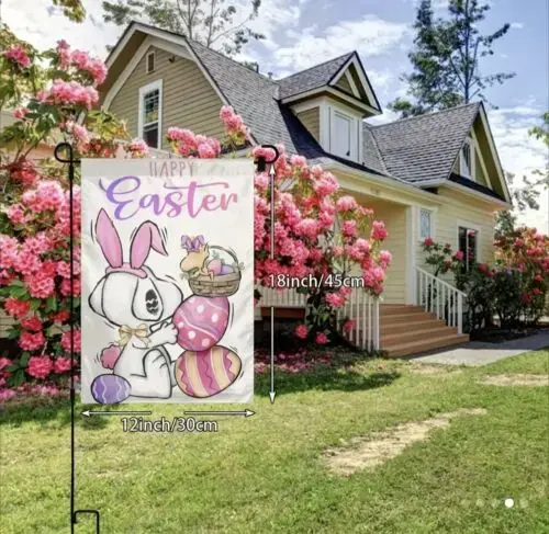 Thumbnail: Easter Garden Flag - Double Sided Woodstock Bunny Fun
