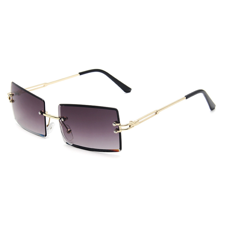 Thumbnail: Small Square Rimless Rectangular Color Tinted UV400 Sunglasses