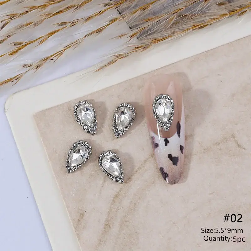 Thumbnail: 5/10Pcs Manicure Heart &  Butterfly Rhinestones 3D Nail Decorations