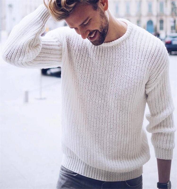 Thumbnail: Knitted Men's O-Neck Pullover