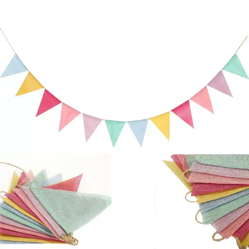 Thumbnail: 4M Colorful Jute Linen Flags Pennant