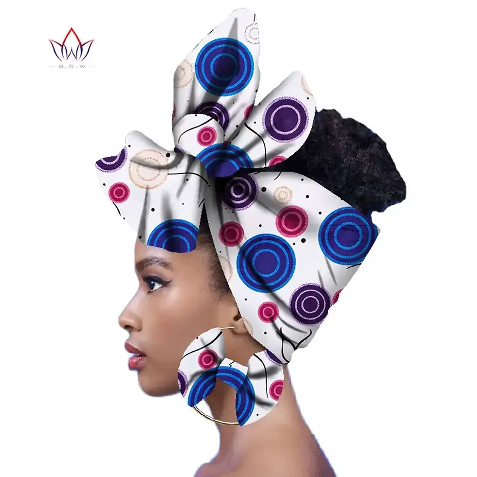 Thumbnail: Fashion African Head Scarf and Wrapping- 2 Pieces