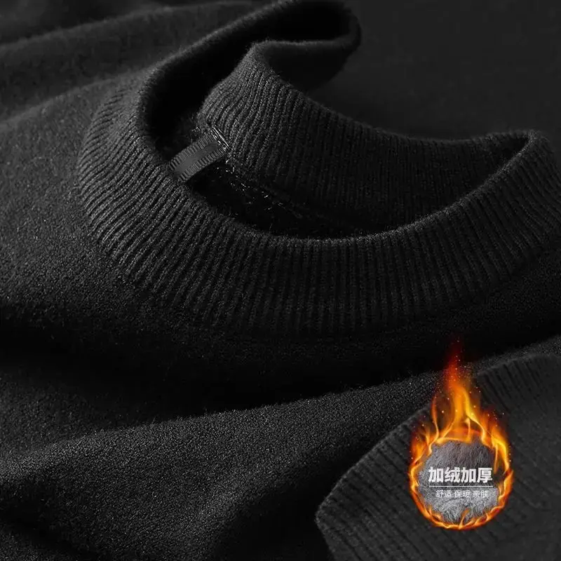 Thumbnail: Plush Knitted Sweater Turtleneck With Warm Wool Fleece Lining