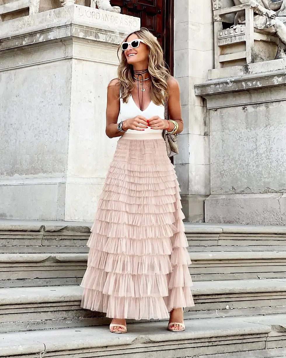 Thumbnail: High Waist, Long Maxi Tulle Skirt