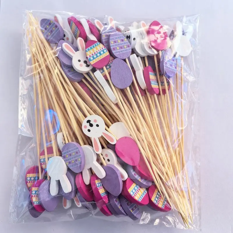 Thumbnail: 100PCS Bunny Eggs Bamboo Toothpick /Skewer Easter Decoration