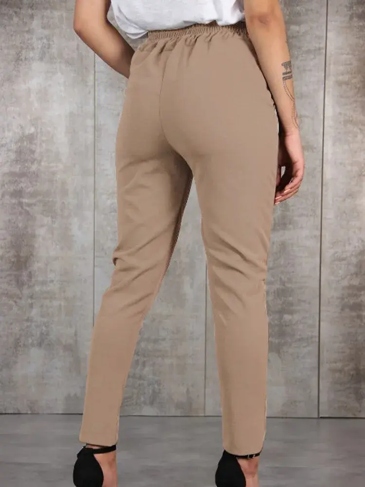 Thumbnail: Women Pencil Pants Spring Autumn High Waist Pocket Slim Solid Trousers ARJ-K03