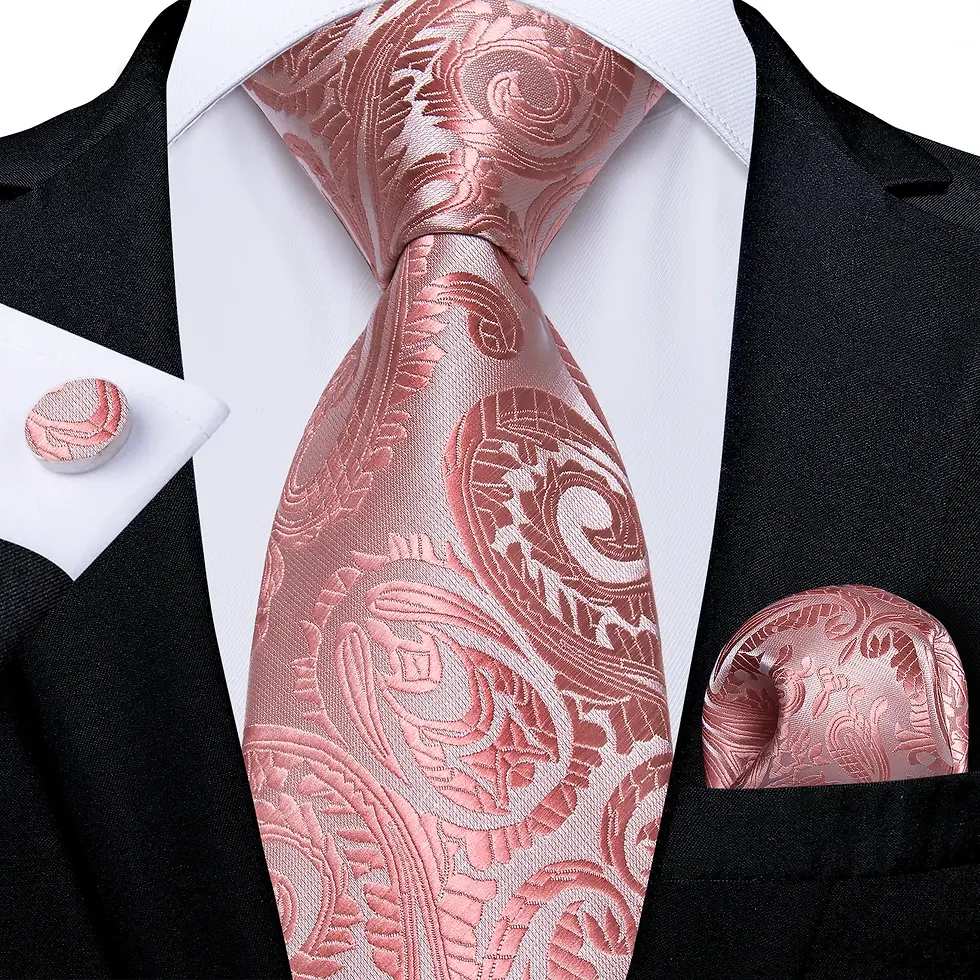 Thumbnail: 8cm Men's Silk Polyester Tie, Pocket Square & Cufflinks Set