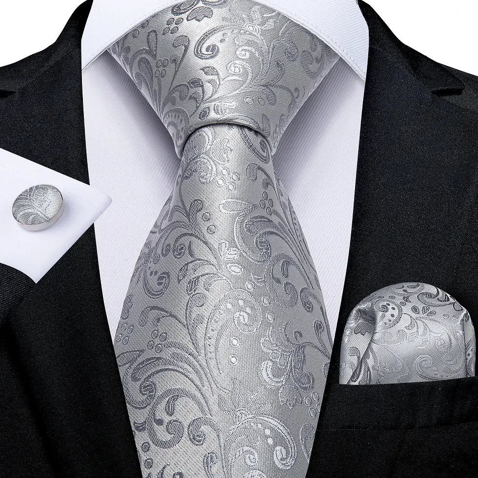 Thumbnail: 8cm Men's Silk Polyester Tie, Pocket Square & Cufflinks Set