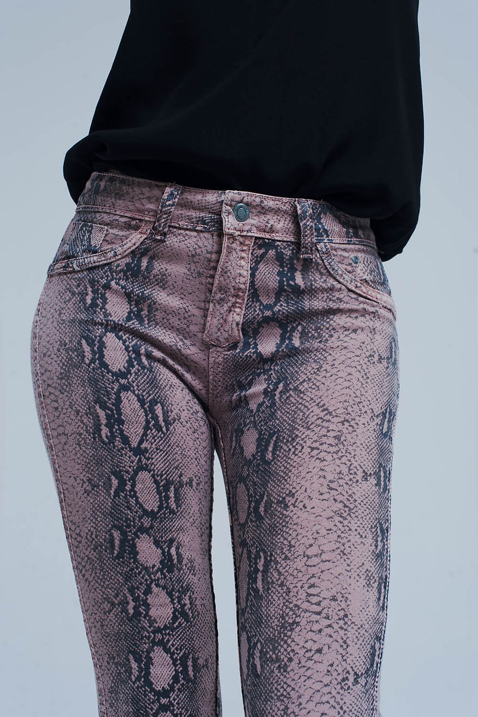Thumbnail: Reversible Animal Print Pink Jeans