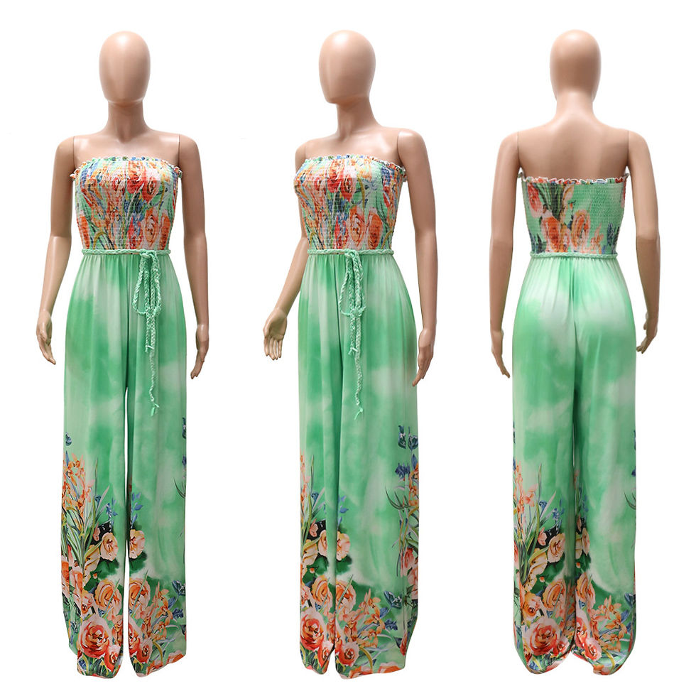 Thumbnail: Plus Size Women's Floral Printed Wide Leg Jumpsuit