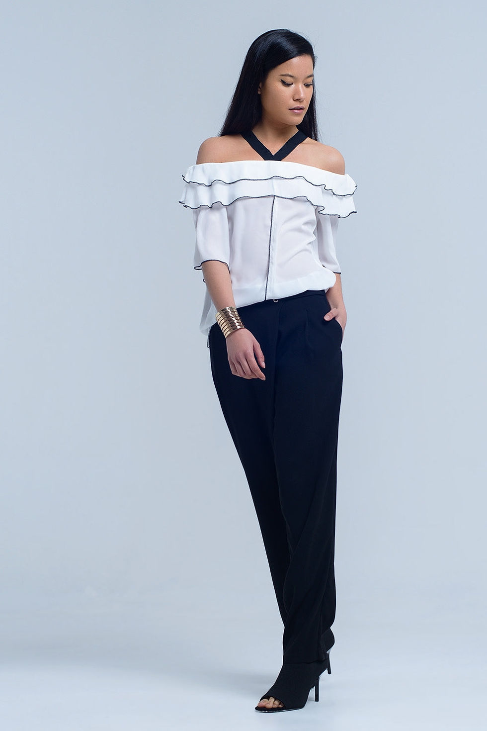 Thumbnail: White Top With Black Contrast Trim