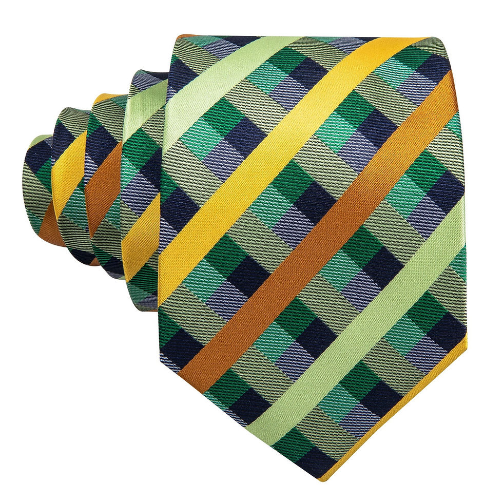 Thumbnail: Green Plaid Silk Woven Tie, Hanky & Cufflinks Set