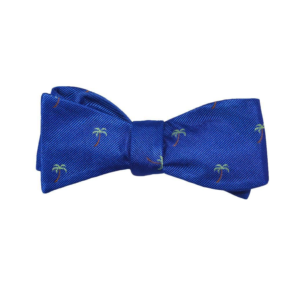 Palm Tree Bow Tie - Blue, Woven Silk