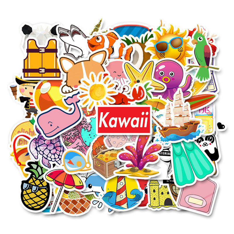 Thumbnail: Waterproof PVC Cartoon AnimalPink Stickers- 100pcs