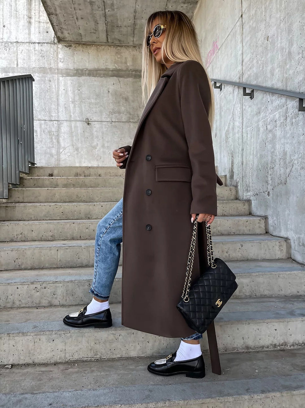 Thumbnail: Double-Breasted Lapel Split Jacket With Belt