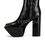Thumbnail: Wood Platform PU Leather Zip Ankle Boots
