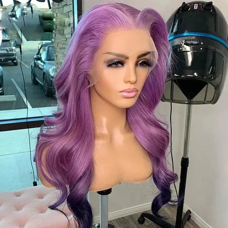 Thumbnail: 100% Ombre Purple Brazilian Human Hair Lace Front Wig