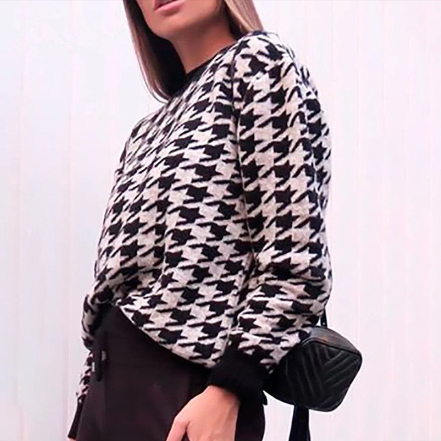 Thumbnail: Geometric Khaki Knitted Sweater