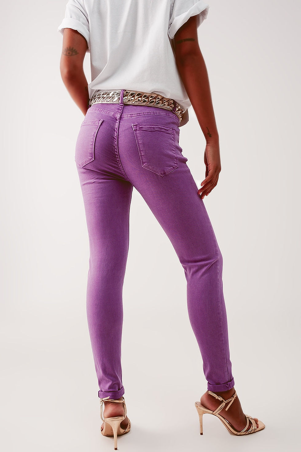 Thumbnail: High Waisted Purple Skinny Jeans