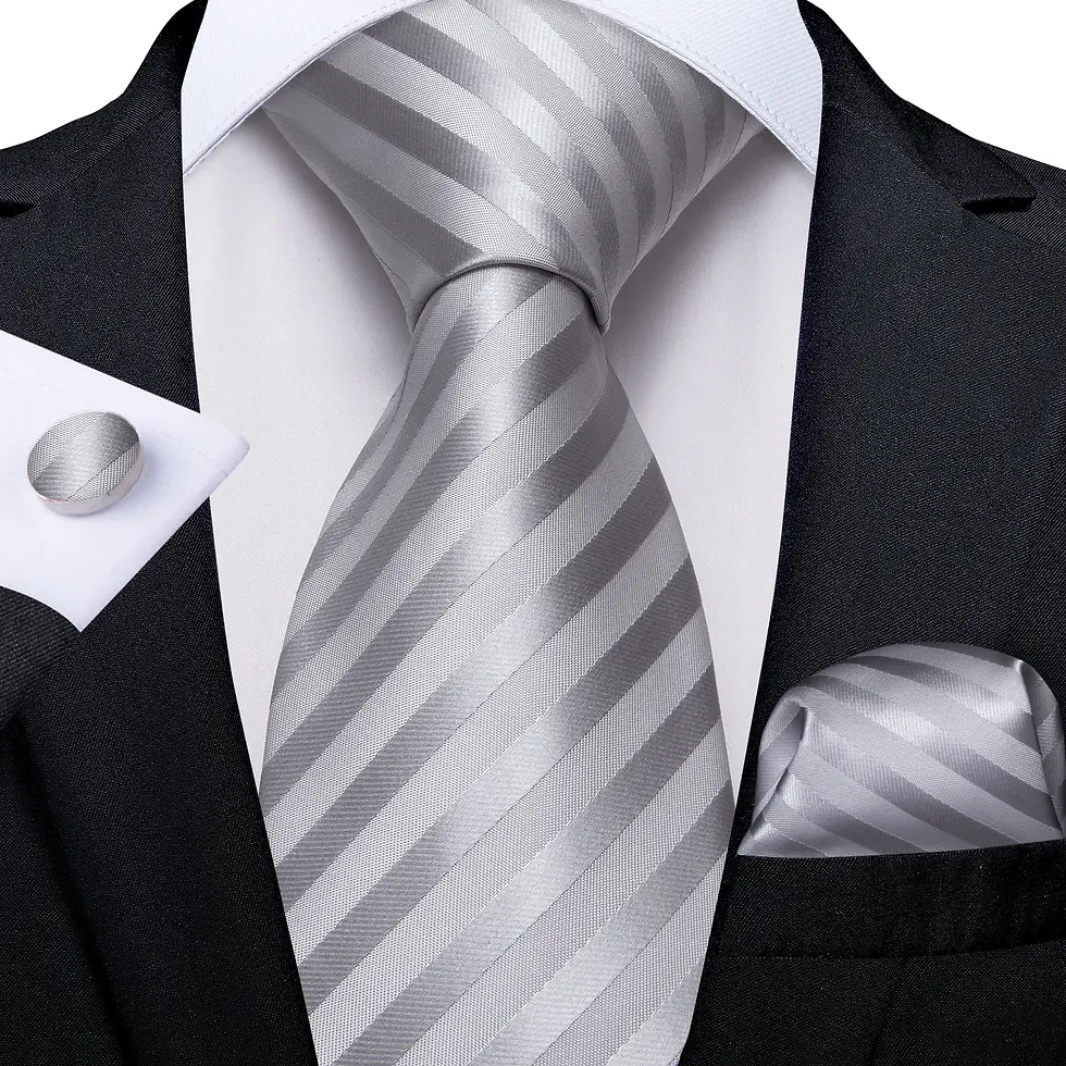 Thumbnail: 8cm Men's Silk Polyester Tie, Pocket Square & Cufflinks Set