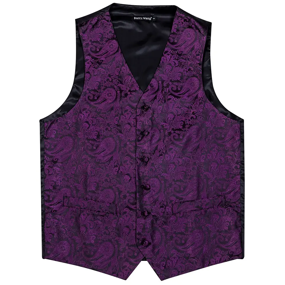 Thumbnail: 4PC Mens Silk Vest, Tie, Handkerchief and Cuff Links