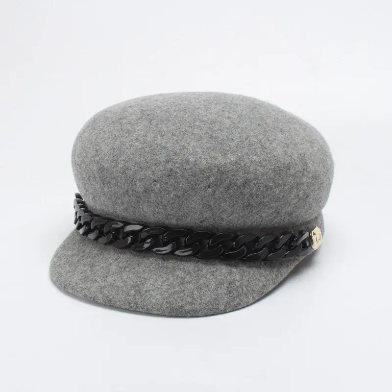 Thumbnail: 100% Wool Gray Black Winter Hat