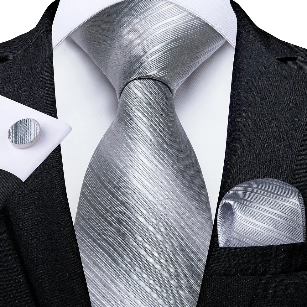 Thumbnail: 8cm Men's Silk Polyester Tie, Pocket Square & Cufflinks Set