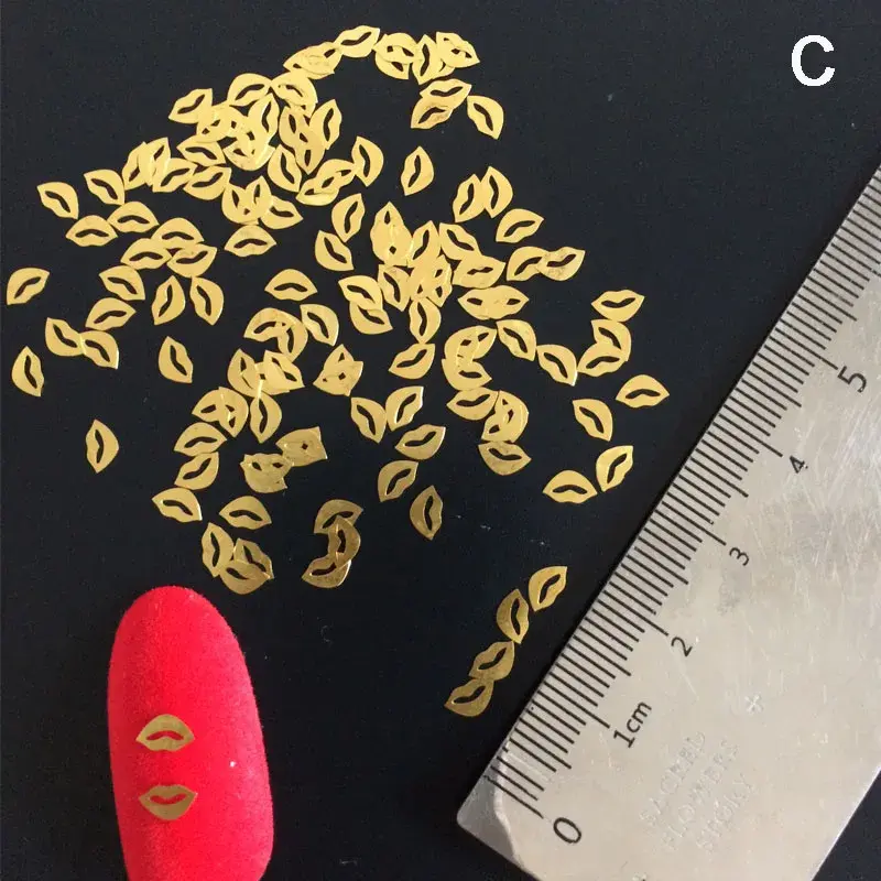 Thumbnail: 100Pcs/Lot Gold Metal Nail Decals Ultra-Thin Flakes