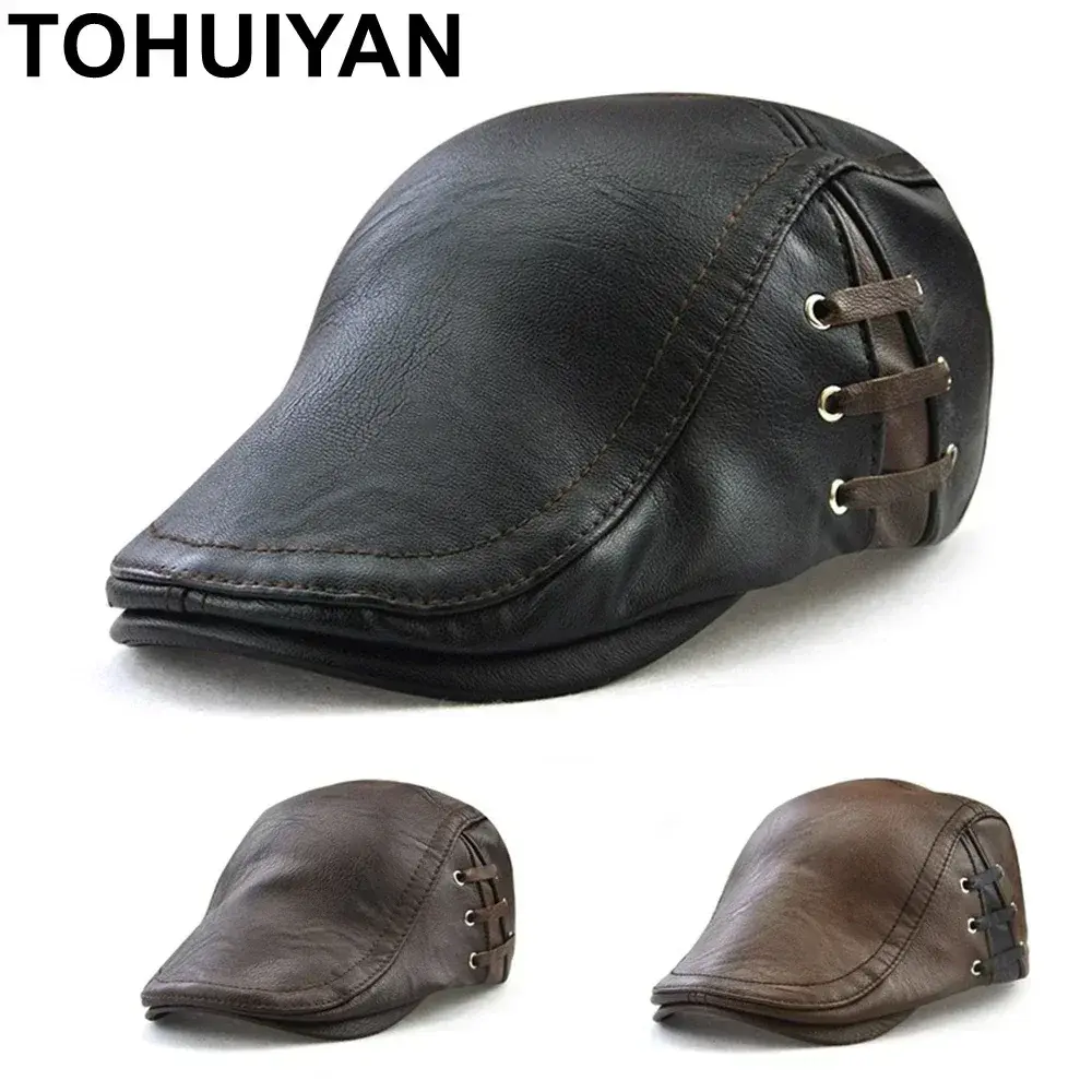 Leather Newsboy Hat
