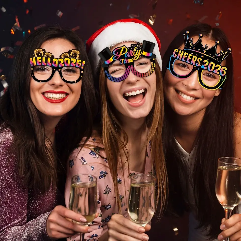 Thumbnail: 16/8pcs Happy New Year Paper Glasses 2026 Eyeglasses