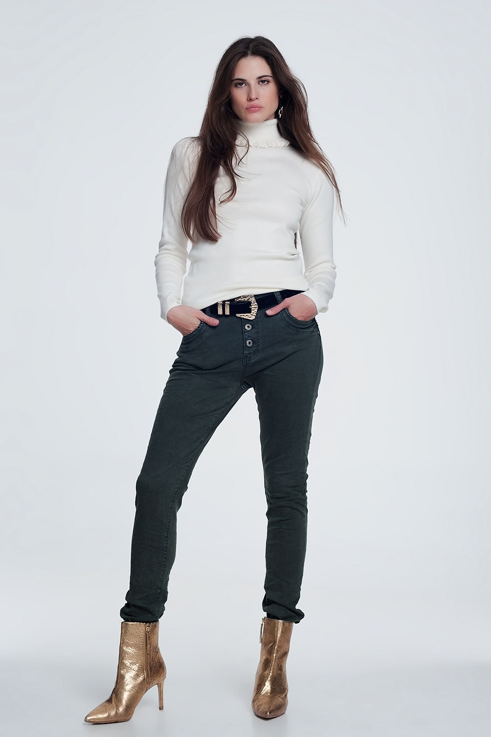 Thumbnail: Black Jeans With Button Closure