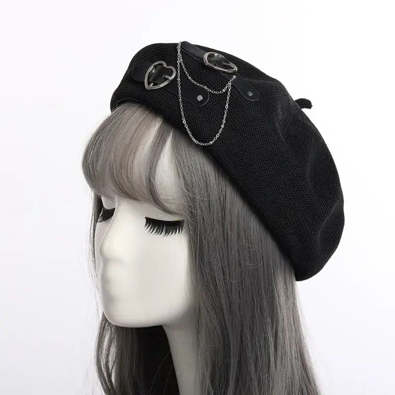 Thumbnail: Lolita Girls Heart Buckle Beanie