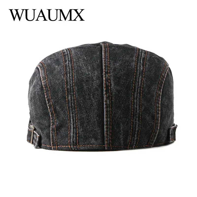 Thumbnail: Casual Spring Summer Berets Hat Men Women Denim Newsboy Caps Visors Cotton