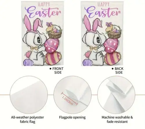 Thumbnail: Easter Garden Flag - Double Sided Woodstock Bunny Fun