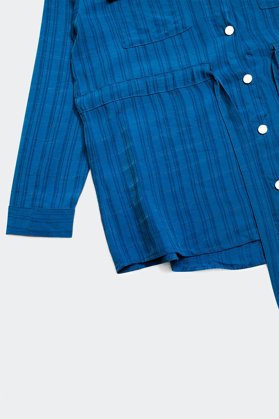 Thumbnail: Tie Waist Long Sleeve Shirt in Blue