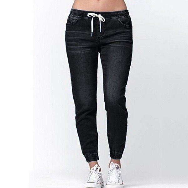 Thumbnail: Elastic Waist Tie Jeans